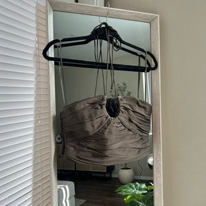 Zara Dark Green Cropped Halter Tank Sz Medium